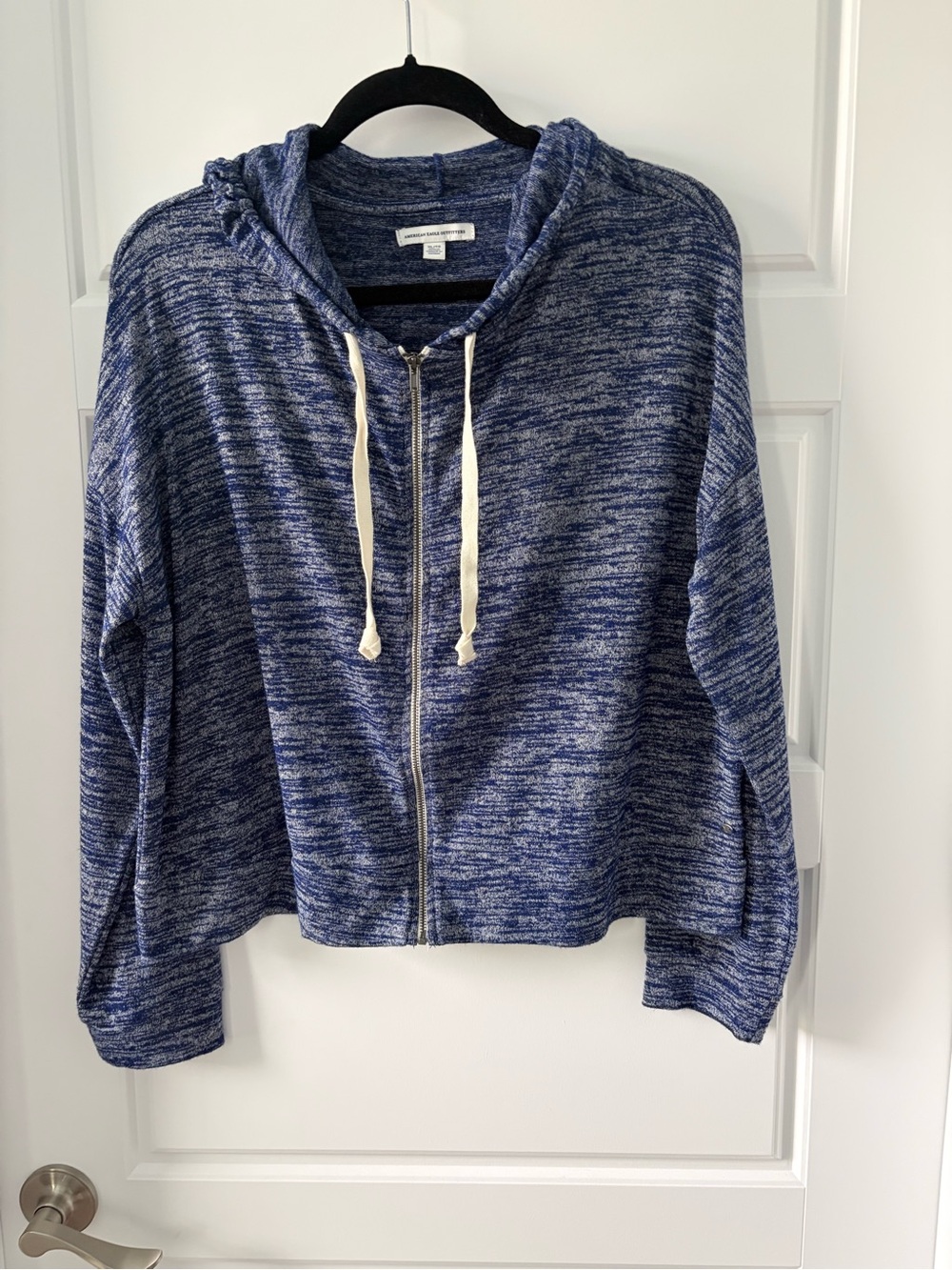 American Eagle Outfitters Blue Marled Zip-Up Hoodie